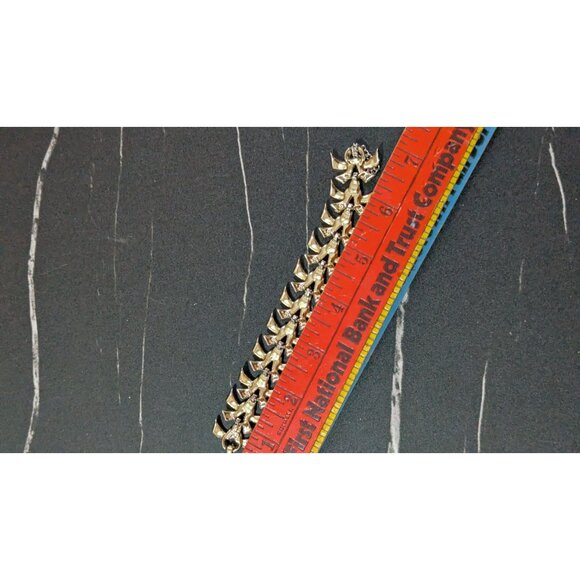 Vintage Designer Marboux Marcel Boucher Gold Tone & Rhinestone Link Bracelet 7 I - Picture 5 of 7